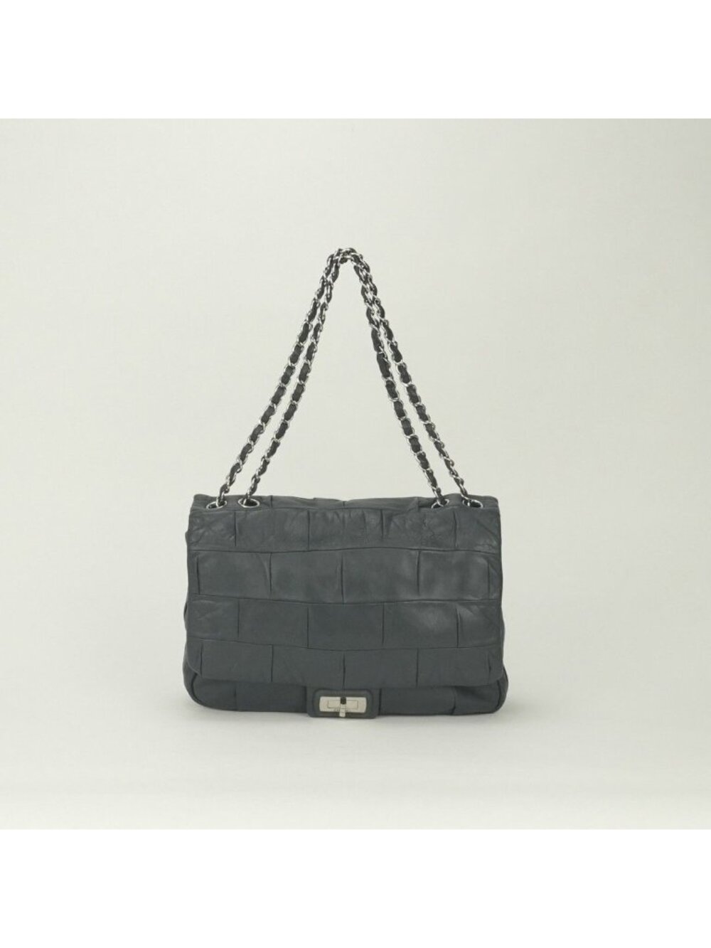 Chanel 2.55 Line Shoulder Bag Calfskin Gray Glay Silver Chain
